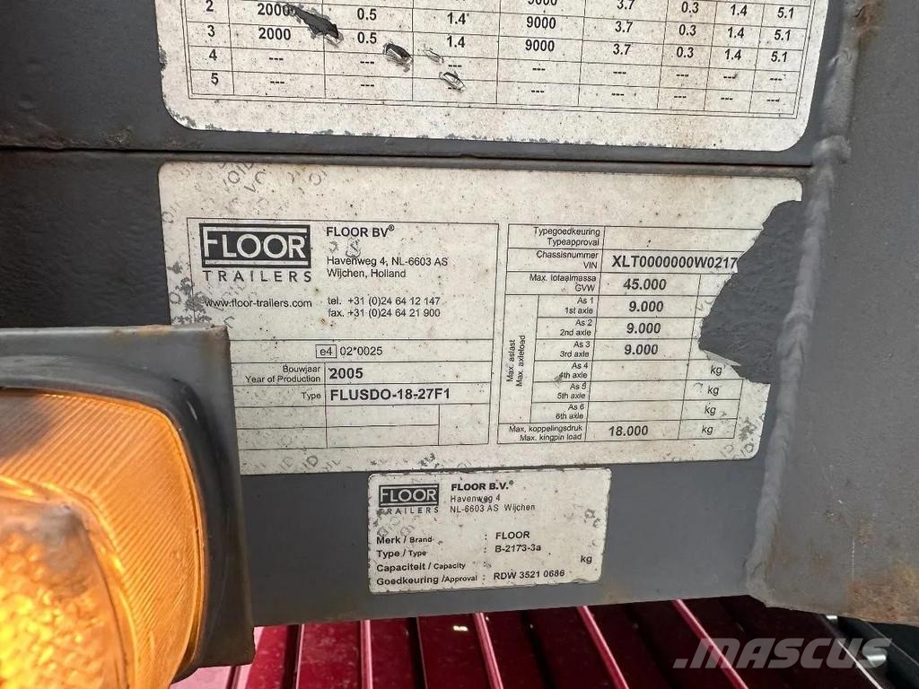 Floor 3 AXLE , 6 M EXTENDABLE, WHEEL FILLIS Mélybölcsős félpótkocsik