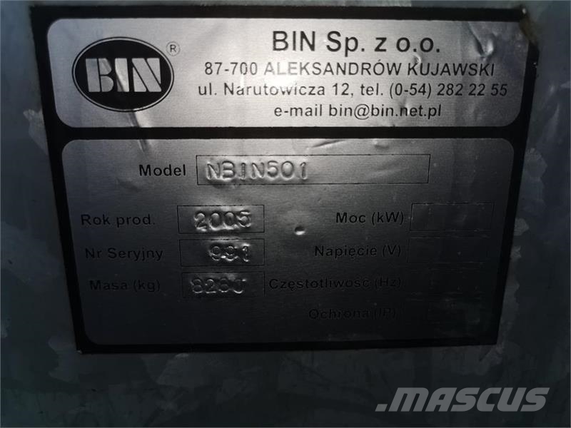 BIN Type NBIN501 5000 tdr. Oprema za istovaranje silosa