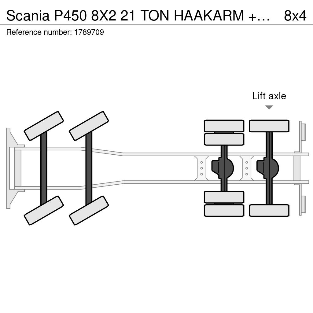 Scania P450 8X2 21 TON HAAKARM + HIAB 548 E-6 + JIB 150X- クレーントラック、ユニック車
