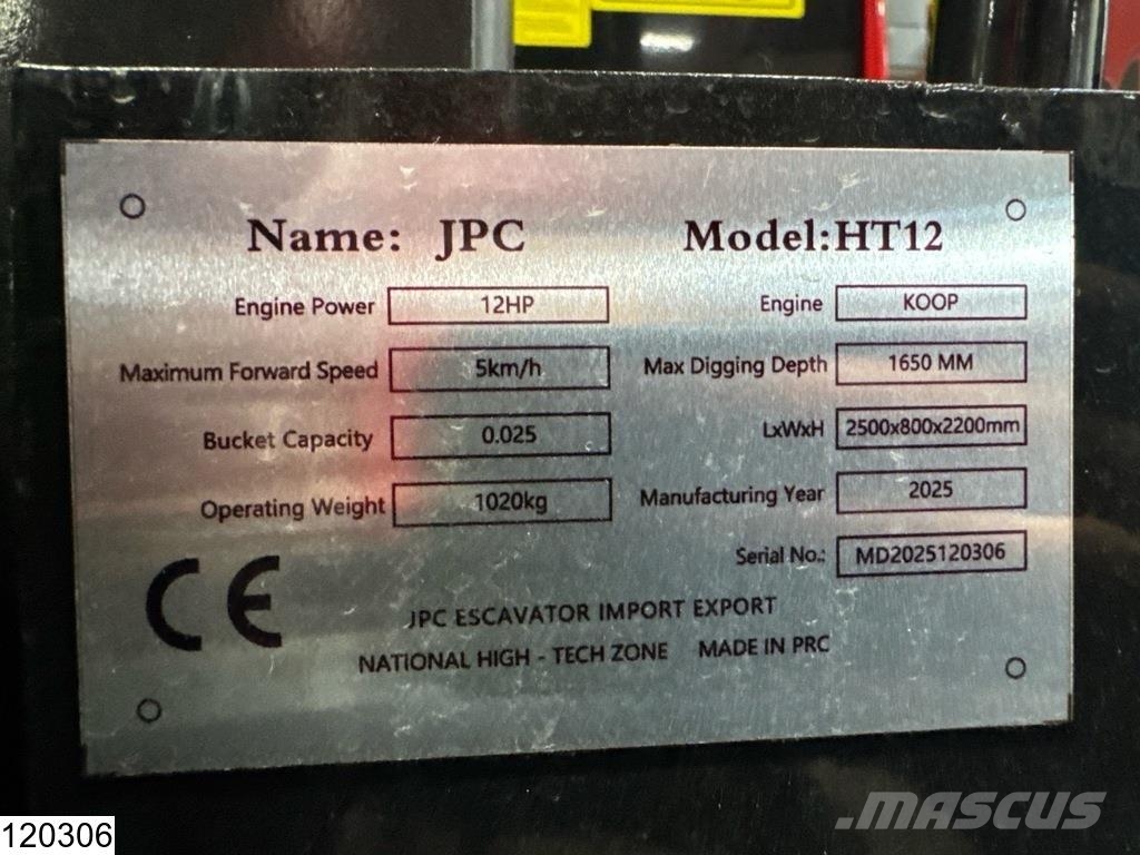 JPC HT12 New – Unused, 2025, 12 hp Mini bageri < 7t