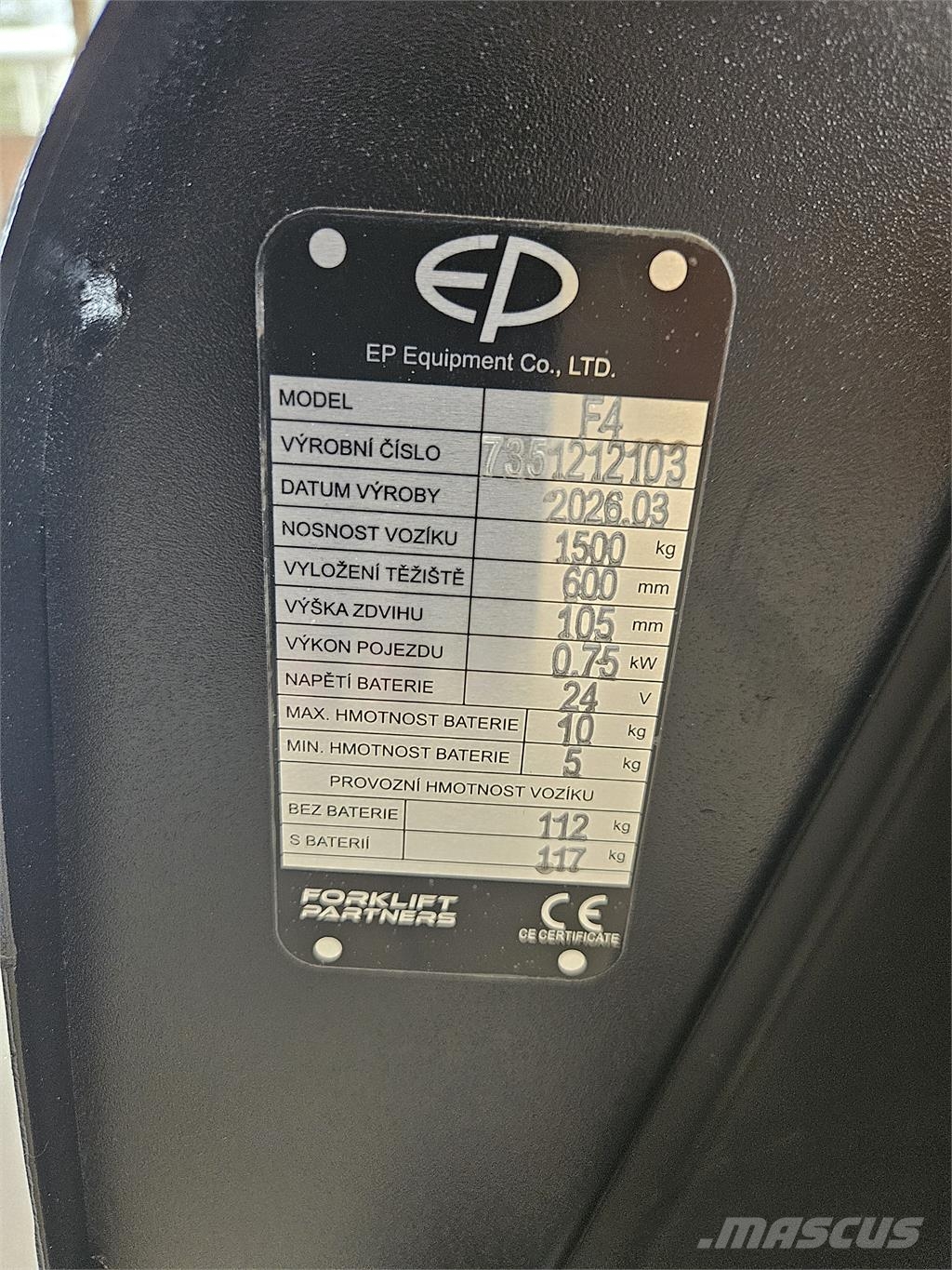 EP Equipment F4 Ručne vedené vysokozdvižné vozíky