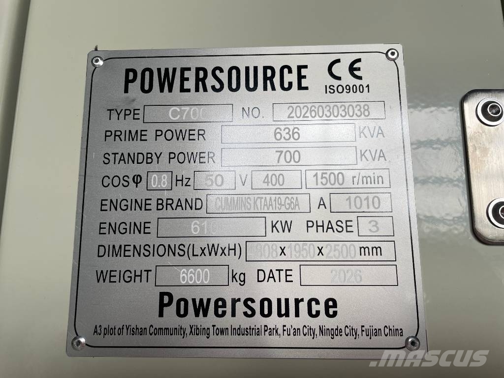 Cummins KTAA19-G6A - 700 kVA Generator - DPX-19848 Diesel Generators