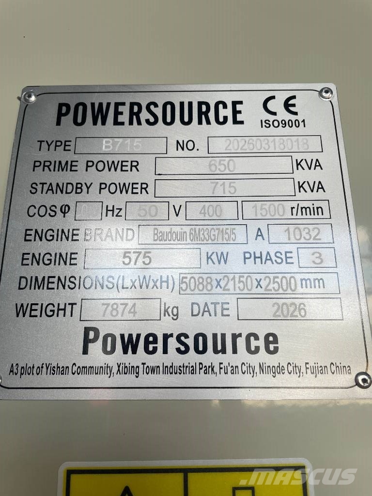 Baudouin 6M33G715/5 - 715 kVA Generator - DPX-19880 مولدات ديزل