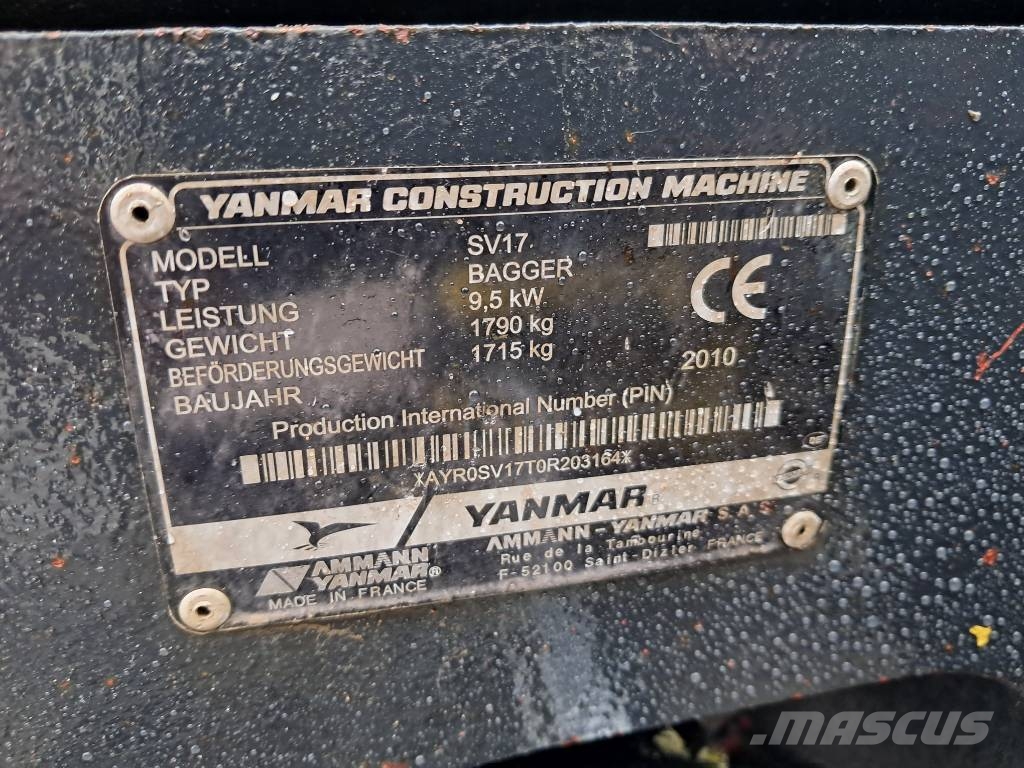 Yanmar SV 17 16 VIO 20 25 TAKEUCHI TB 016 WACKER NEUSON Mini bagri <7t