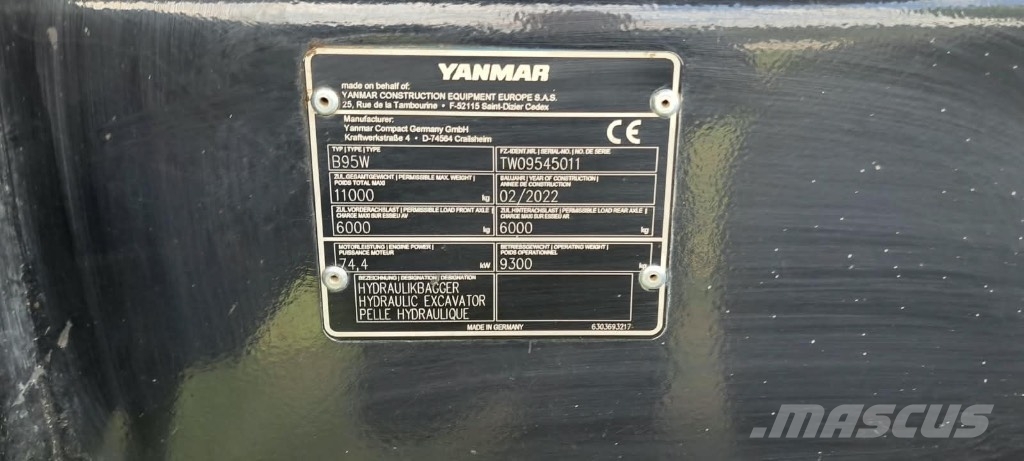 Yanmar B 95 W 휠 굴삭기