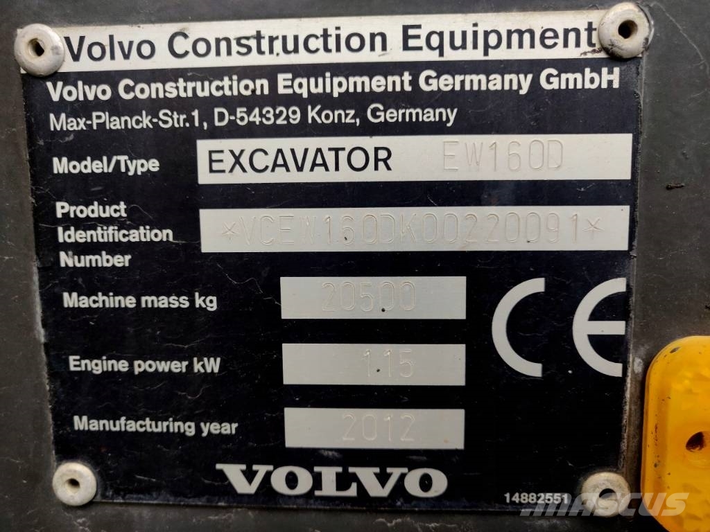 Volvo EW 160 D Ratiniai ekskavatoriai