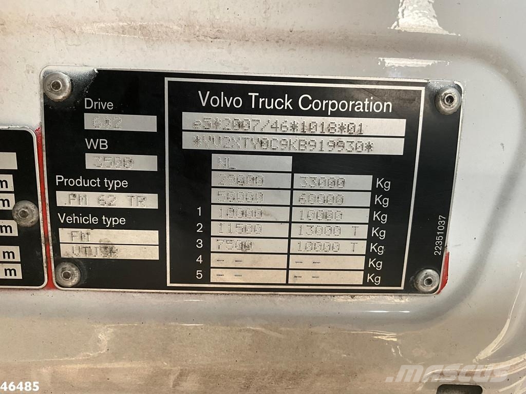 Volvo FMX 460 VDL 18 Ton portaalarmsysteem Just 283.382 Camiones portacubetas