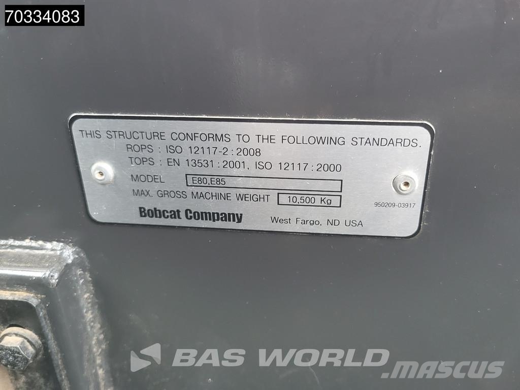 Bobcat E85 A/C - 3 Buckets حفارات صغيرة أقل من 7 طن (حفارات صغيرة)