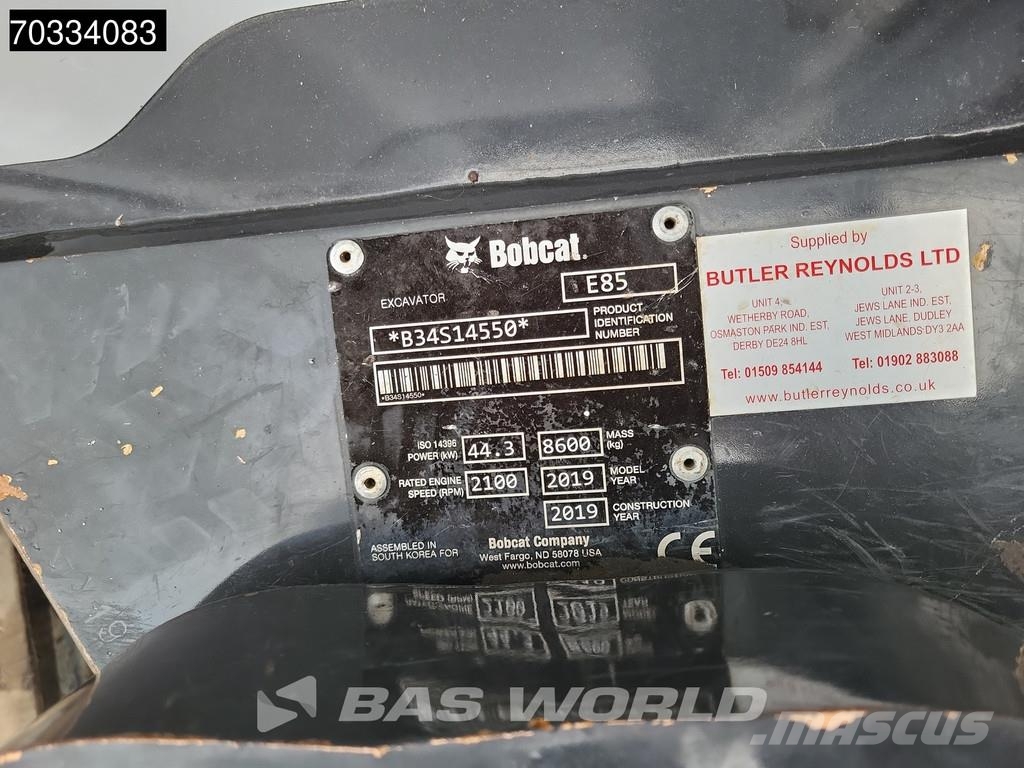 Bobcat E85 A/C - 3 Buckets Mini excavators < 7t (Mini diggers)