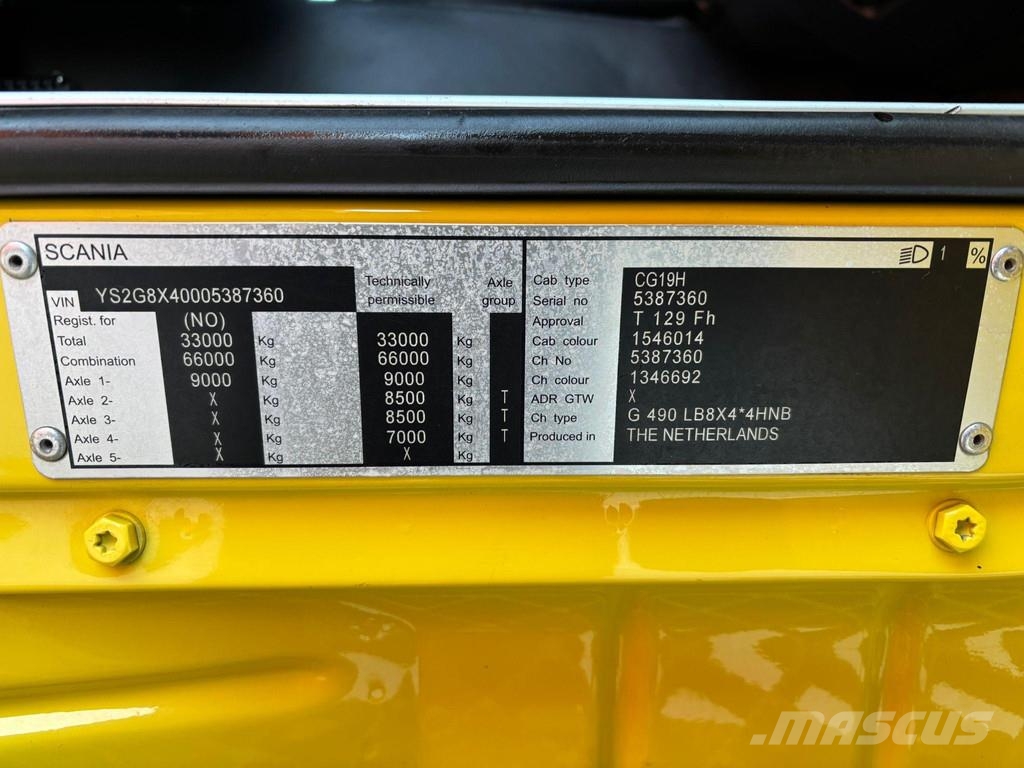 Scania G 490 8x4*4 PK 65002 SH / JIB CONNECTION / PLATFOR شاحنات الرافعات