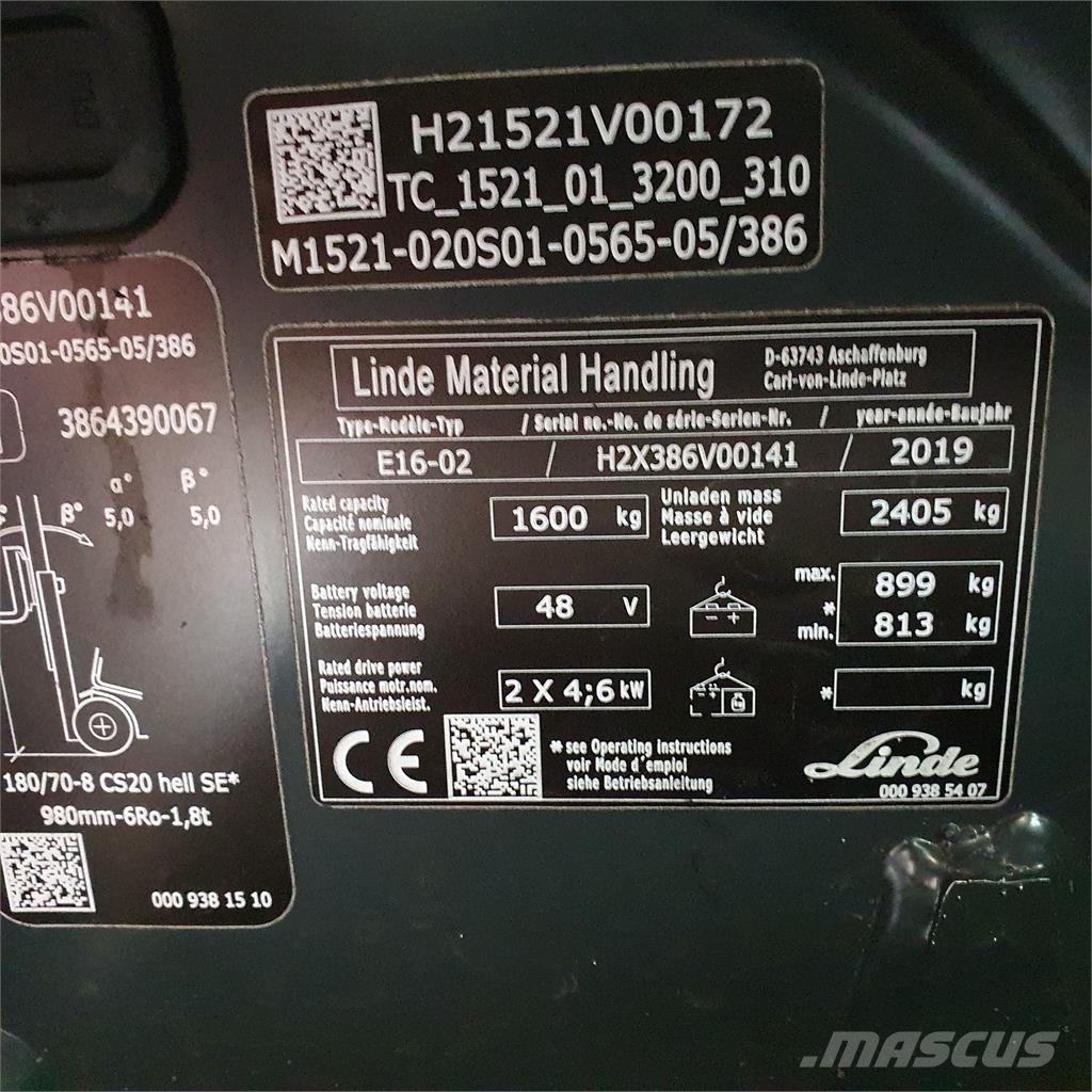 Linde E16 Carretillas de horquilla eléctrica