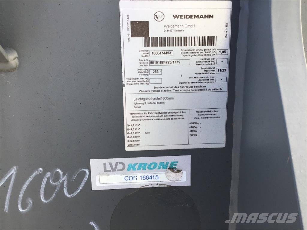Weidemann 1600 mm Cucharones
