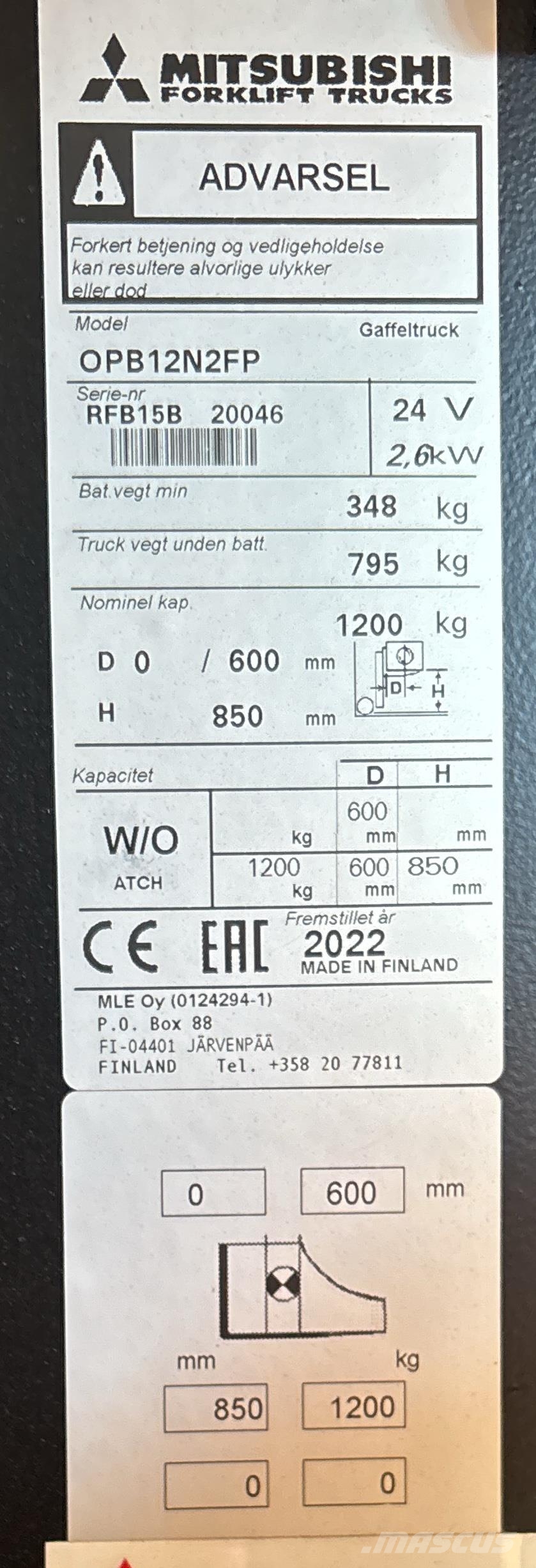 Mitsubishi OPB12N2FP Low lift order pickers