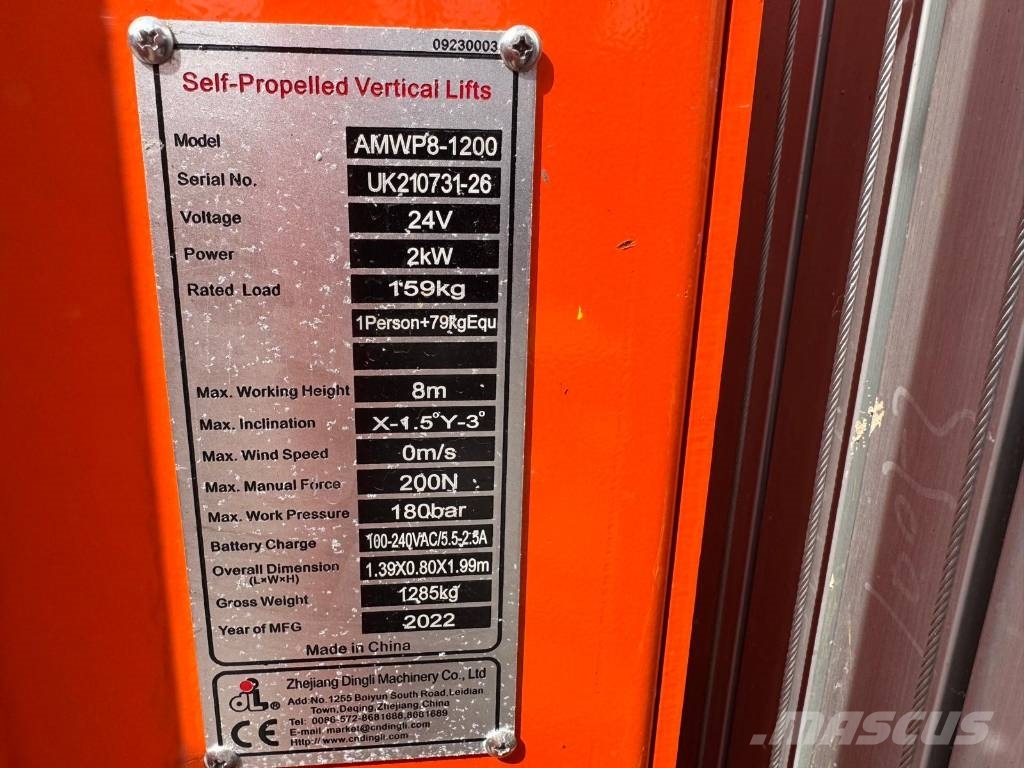 Dingli AMWP 8-1200 Personenliften en invalideliften