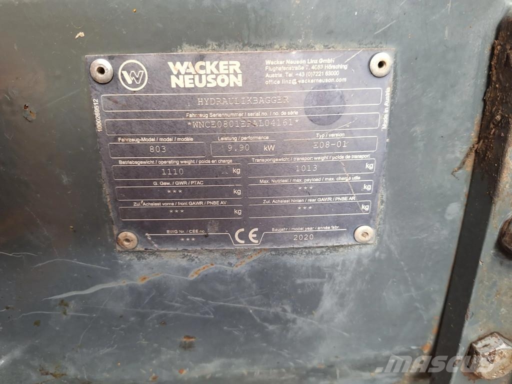 Wacker Neuson 803 DUAL POWER 803 DUAL POWER Minigraafmachines < 7t