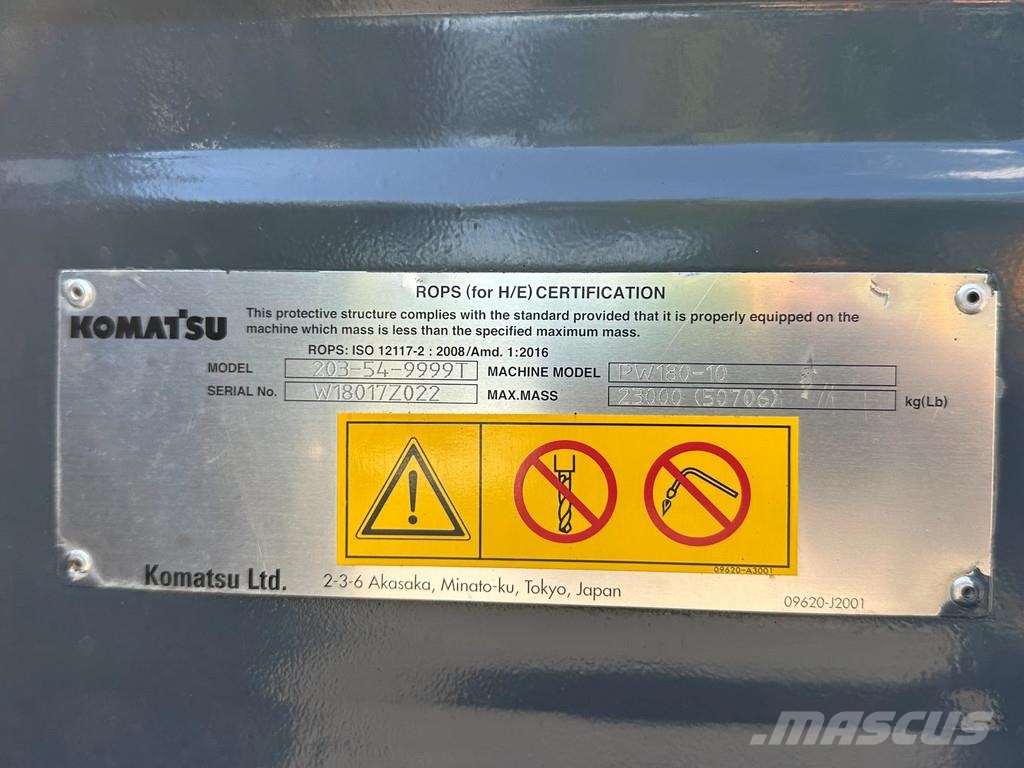 Komatsu PW180-10 Gumikerekes kotrók