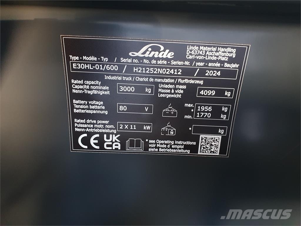 Linde E30/600HL Elektrikli forkliftler