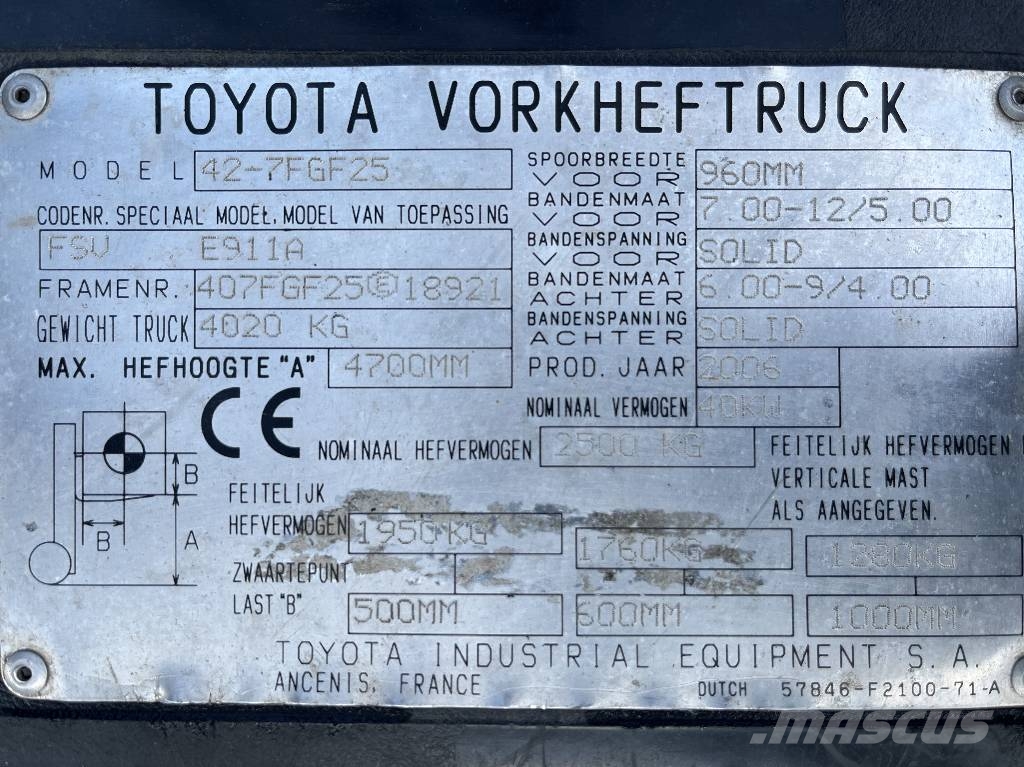 Toyota 7FGF25 /42/ V-4177 IO Gas Stapler