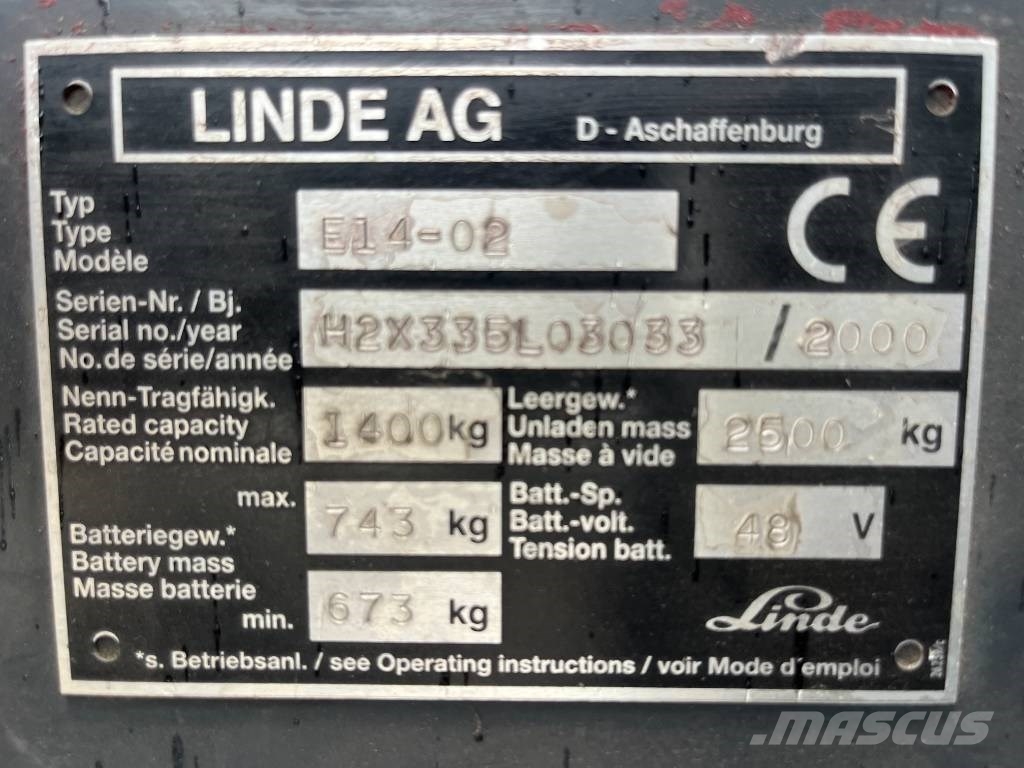 Linde E14C-02 V-3625 OB Другие складские механизмы