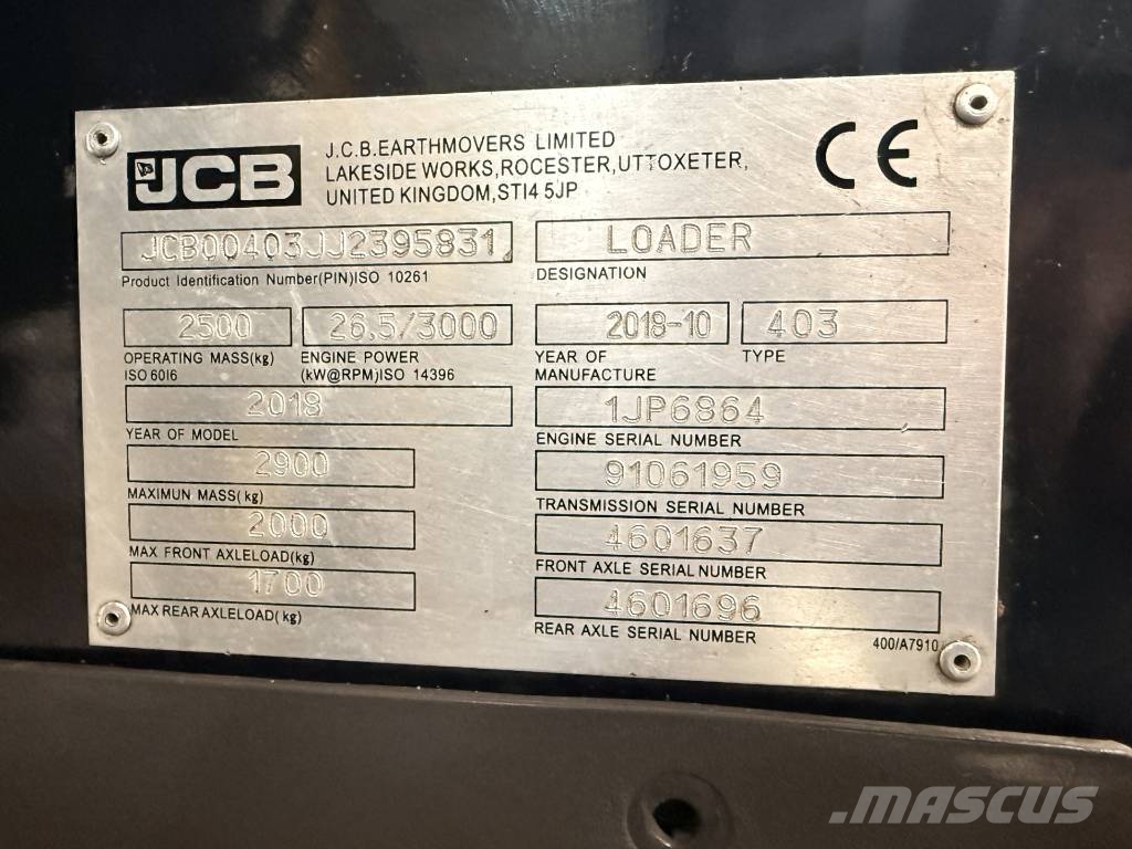 JCB 403 4x4 Vaihdossa käy kaikki Φορτωτές με λάστιχα (Τροχοφόροι)