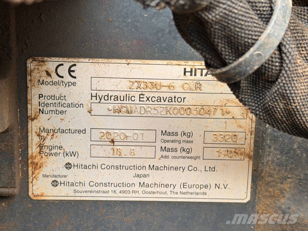 Hitachi ZX33U-6 CLR Mini Excavator Mini excavators < 7t (Mini diggers)