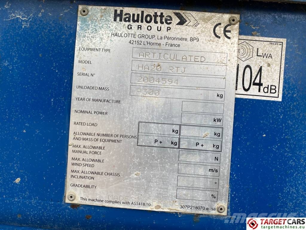 Haulotte HA20RTJ Articulated 4x4 Diesel Boom Lift 2060cm Zglobne samohodne dvižne ploščadi