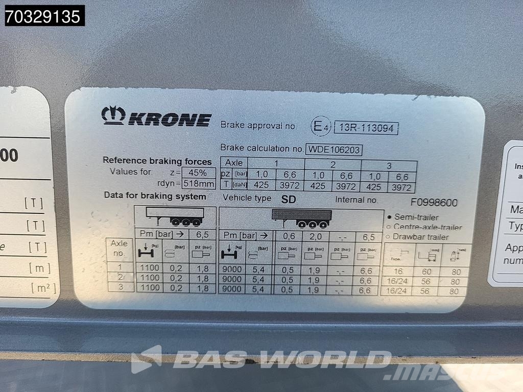 Krone SD Palletenkasten Lift Axle Perdeli yari çekiciler