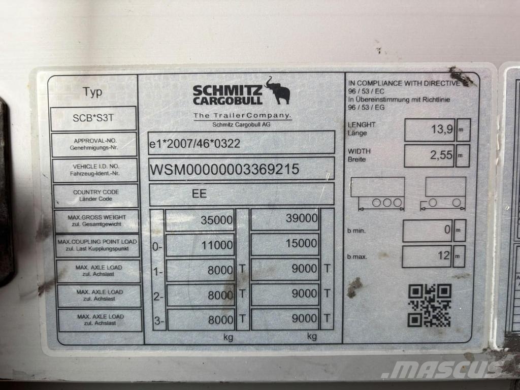 Schmitz Cargobull SCB S3T SLIDING ROOF / 1 AXLE LIFT Perdeli yari çekiciler