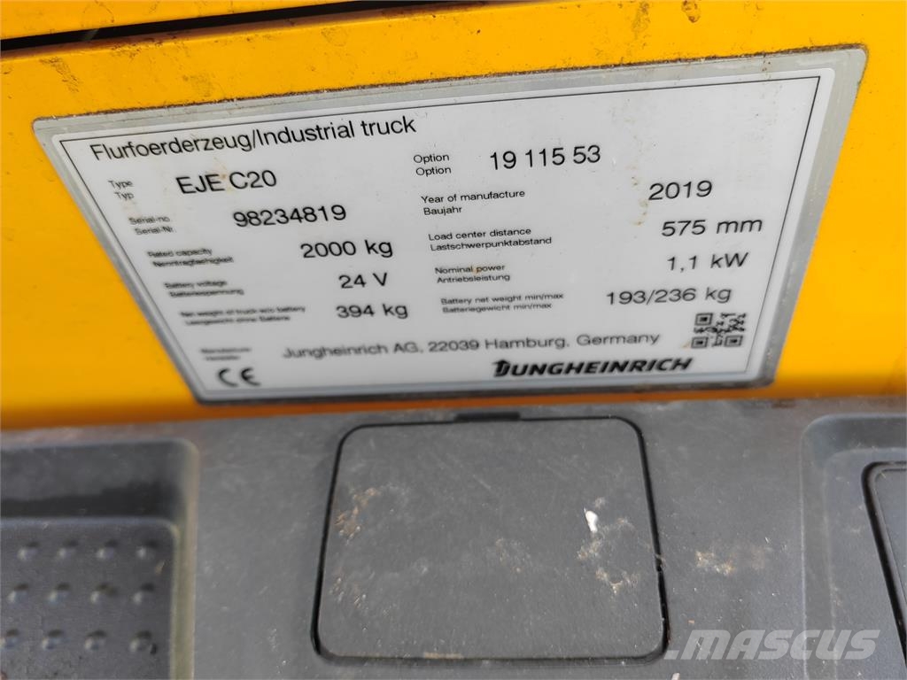 Jungheinrich EJE C20 --> res. CP 16.09.26! Järelkäidavad virnastajad