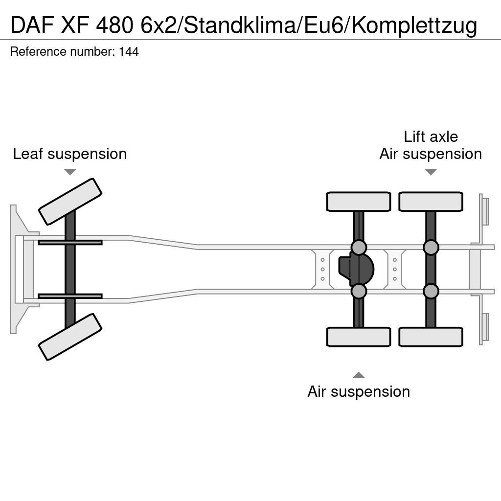 DAF XF 480 6x2/Standklima/Eu6/Komplettzug شاحنات بغطاء جانبي