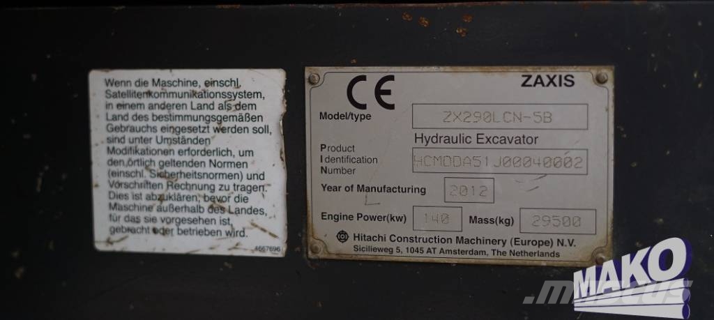 Hitachi ZX 290 LC N-5 Rupsgraafmachines