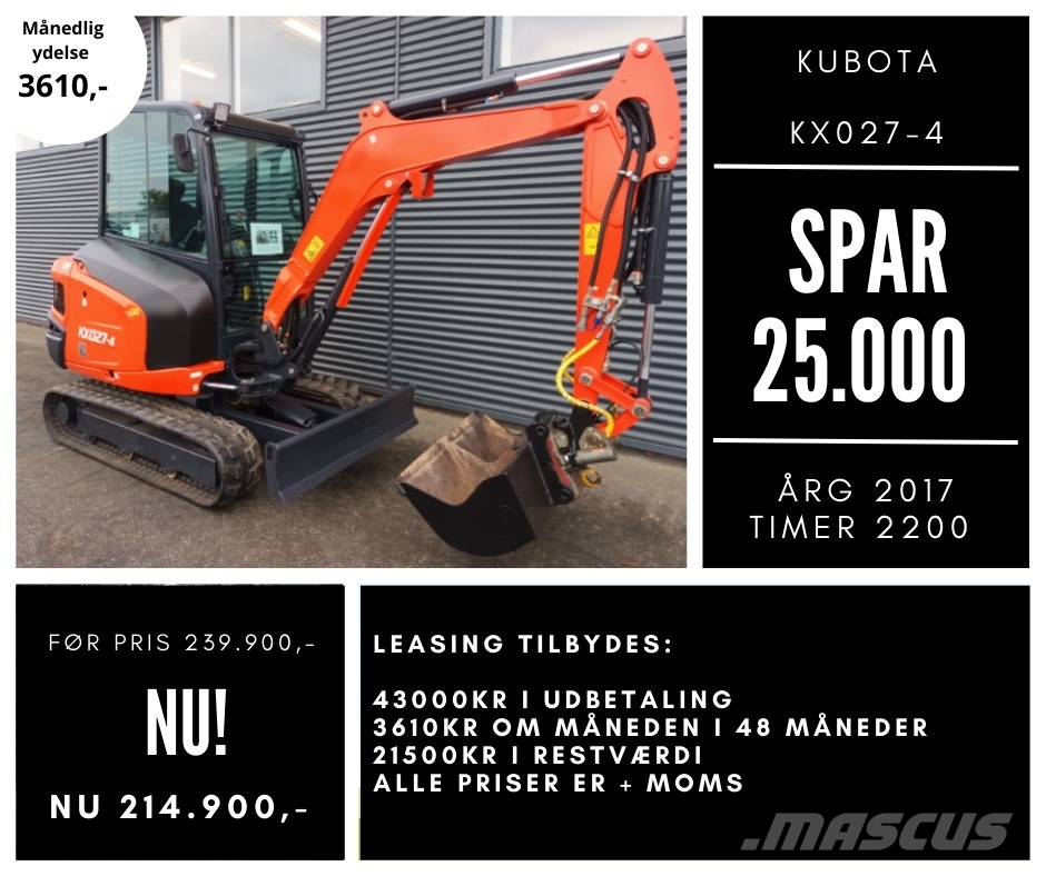 Kubota kx027-4 Mini ekskavatörler, 7 tona dek