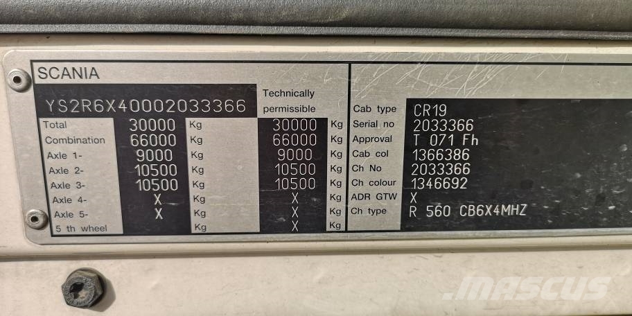 Scania R560CB6X4MHZ only 312921km!! Kallurid