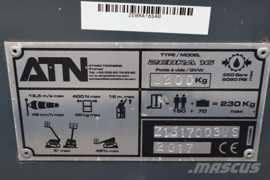 ATN Zebra 16 Diesel, Hydr. Stabilisers, 4x4x4 Drive, 1 رافعات سلة مفصلية