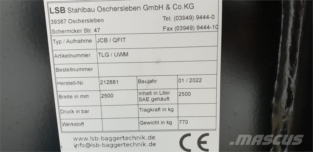 LSB Leichtgutschaufel mit JCB Q-Fit Aufnahme Priključki za čelni nakladalec