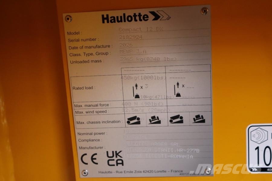 Haulotte Compact 12DX Valid Inspection, Diesel, 4x4 Drive, Elevadores de tesoura