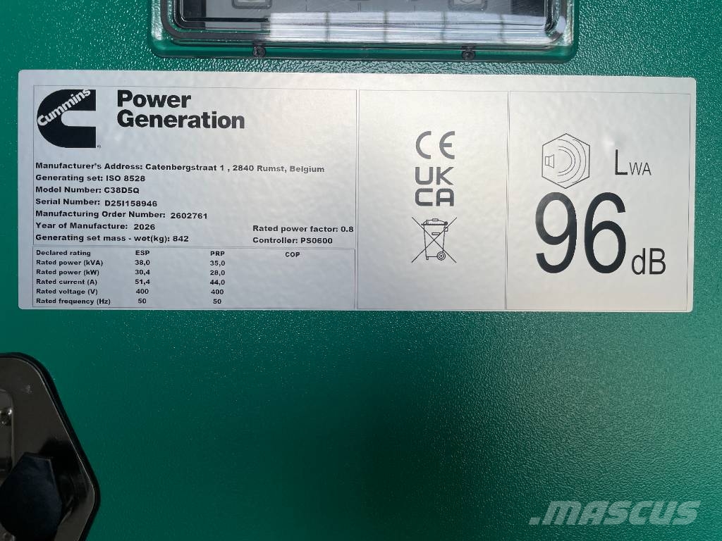 Cummins C38D5Q - 38 kVA Generator - DPX-18504-Q مولدات ديزل
