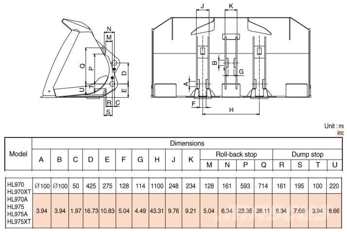 Hyundai HL970(A/XT), HL975(A/XT) Buckets