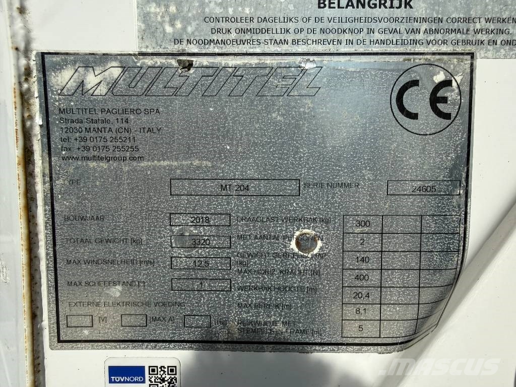 Multitel MT 204 Iveco Autohoogwerker 20m Euro 6 المنصات الهوائية المثبتة على شاحنة