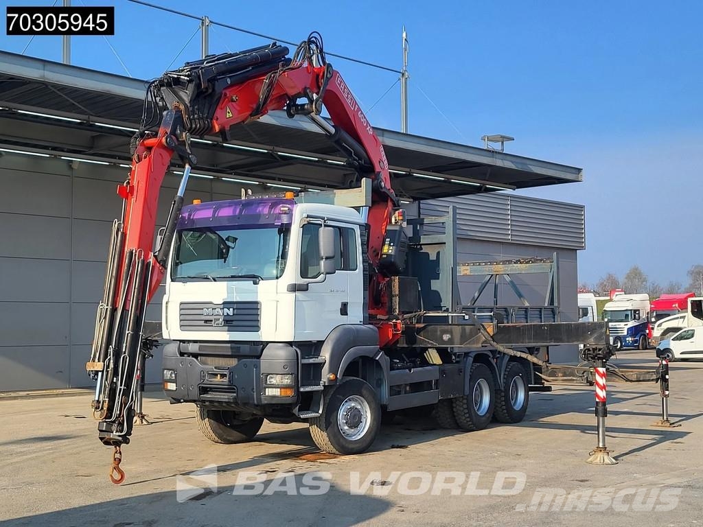 MAN TGA 33.350 TGA 6X6 Fassi F600 Crane Kran + Fly-Jib شاحنات مسطحة/مفصلية الجوانب
