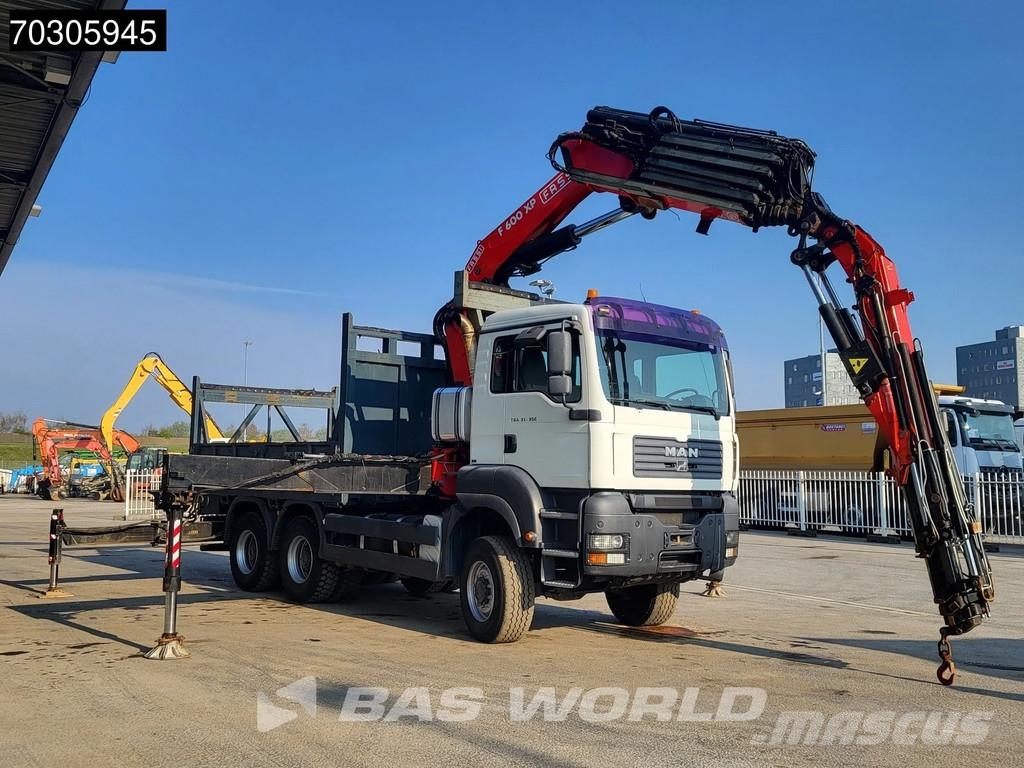 MAN TGA 33.350 TGA 6X6 Fassi F600 Crane Kran + Fly-Jib شاحنات مسطحة/مفصلية الجوانب