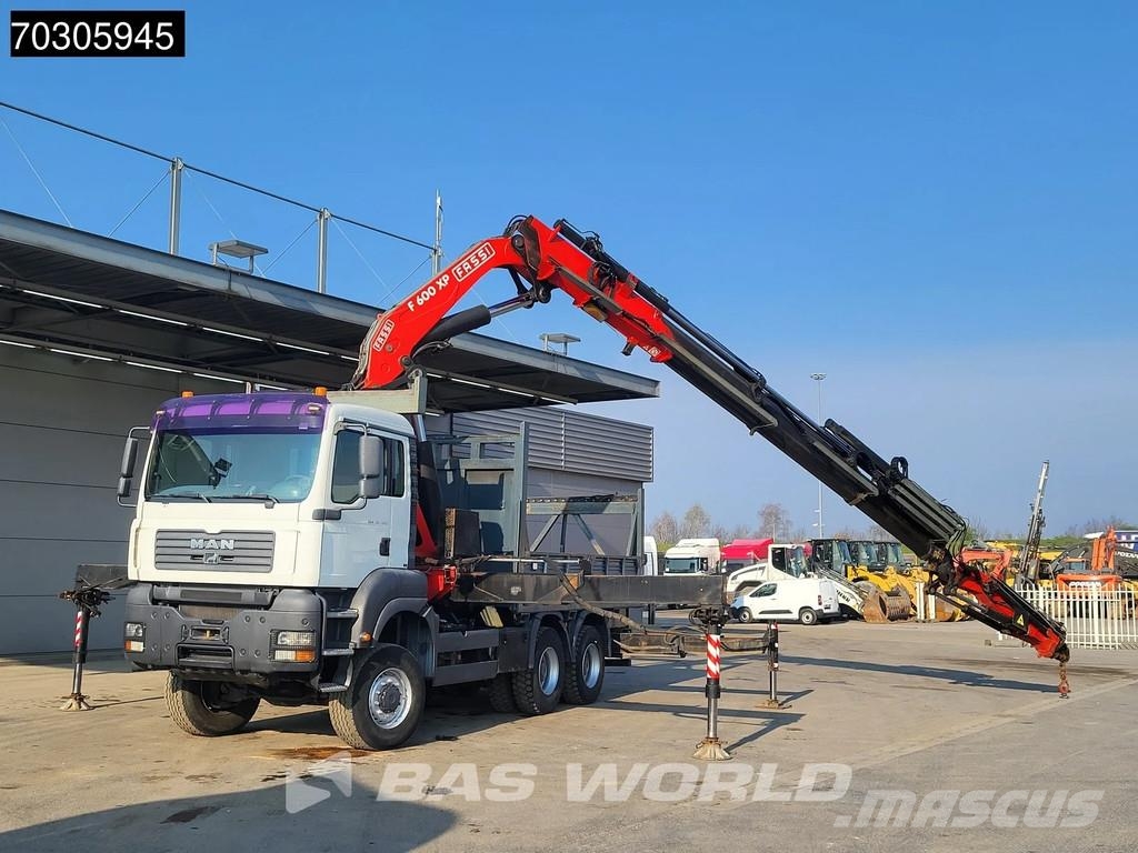 MAN TGA 33.350 TGA 6X6 Fassi F600 Crane Kran + Fly-Jib شاحنات مسطحة/مفصلية الجوانب