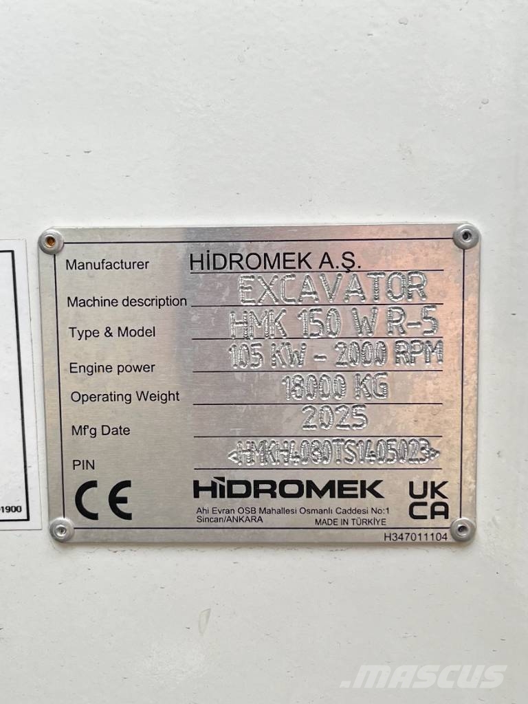 Hidromek HMK 150 WR-5 ホイール式油圧ショベル（パワーショベル・ユンボ・バックホー）