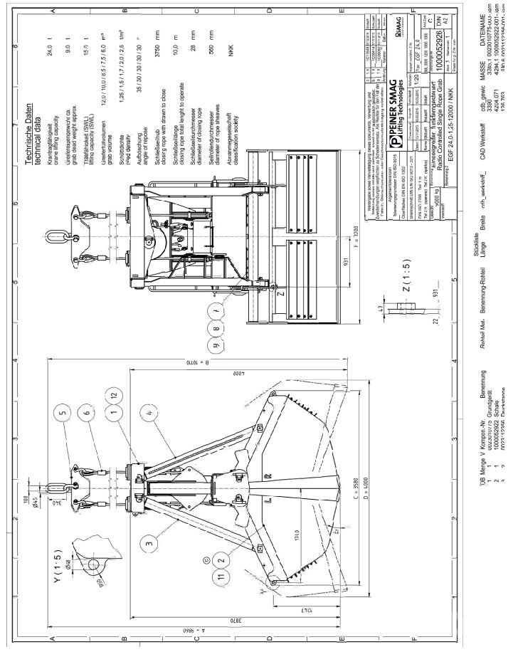  SMAG Single Rope grab 6-12m3 SWL 15t رافعات موانئ