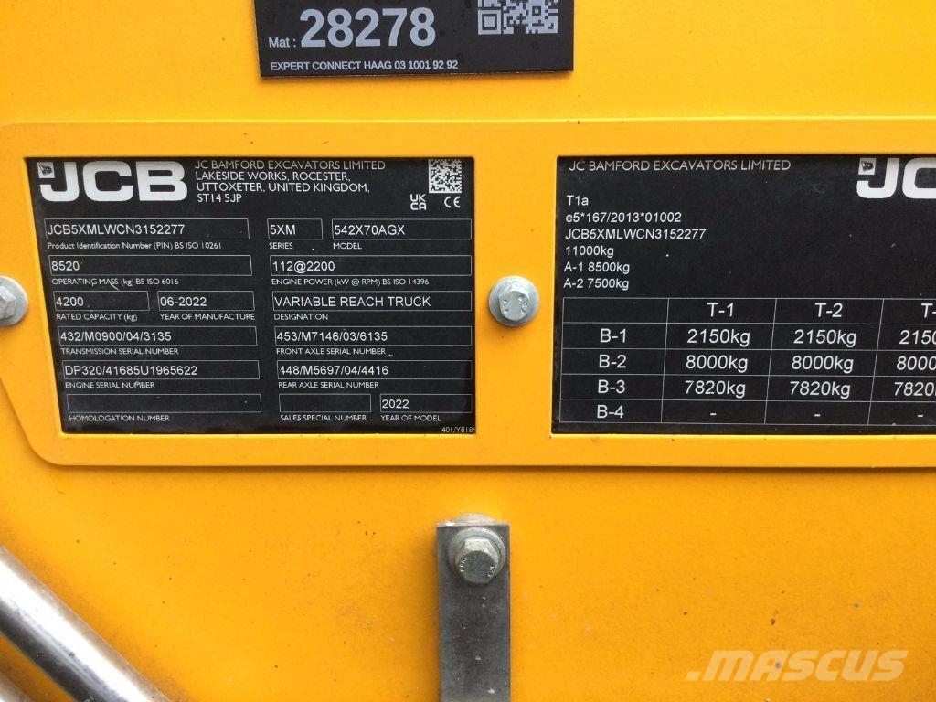 JCB 542-70 Xtra Teleskopické nakladače pre poľnohospodárstvo