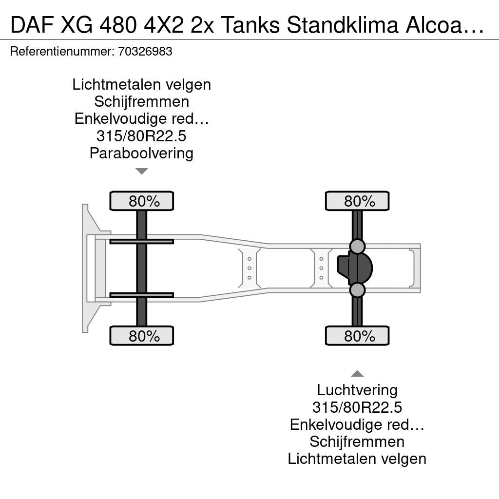 DAF XG 480 4X2 2x Tanks Standklima Alcoa's ACC 80% Tyr 트랙터 유닛
