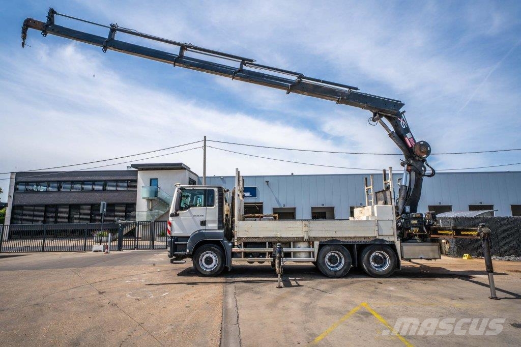 MAN TGS 33.400 BB - HIAB 377 E-5 HIPRO 플랫베드/드롭사이드 트럭