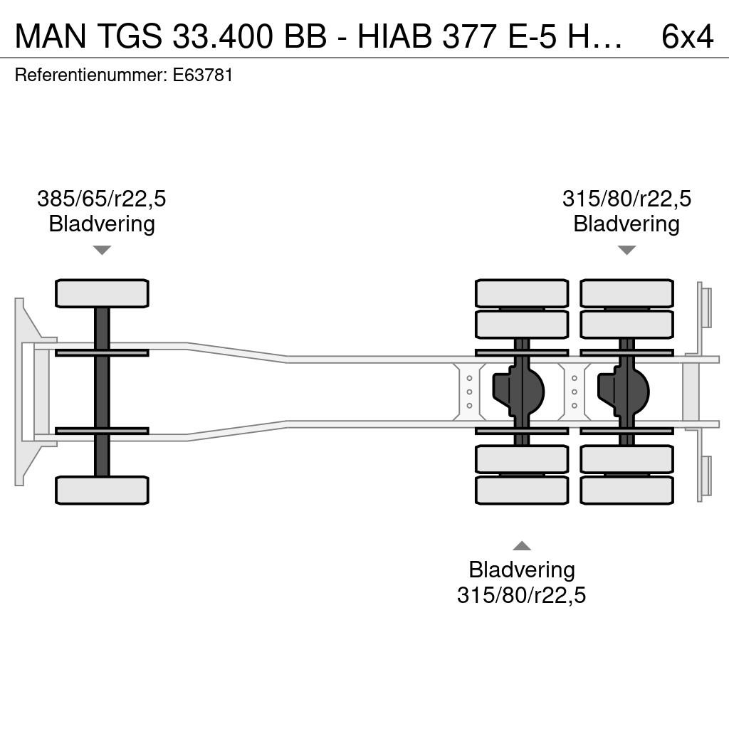 MAN TGS 33.400 BB - HIAB 377 E-5 HIPRO 플랫베드/드롭사이드 트럭