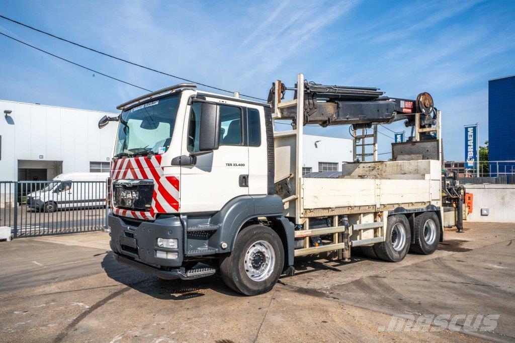MAN TGS 33.400 BB - HIAB 377 E-5 HIPRO 플랫베드/드롭사이드 트럭