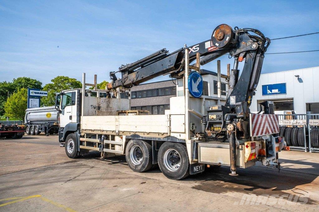 MAN TGS 33.400 BB - HIAB 377 E-5 HIPRO 플랫베드/드롭사이드 트럭